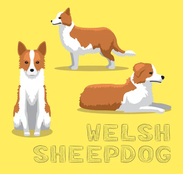 Cão Galês Sheepdog Cartoon Vector Ilustração — Vetor de Stock