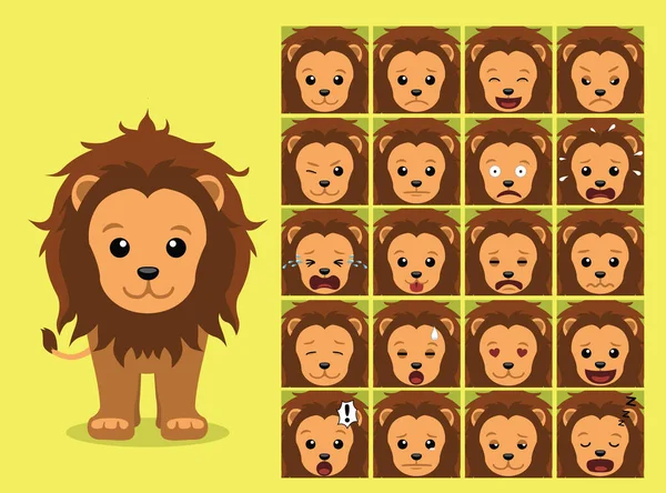 Cute Lion Emocje Kreskówki Twarz Wektor Ilustracja — Wektor stockowy