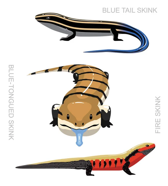 Lizard Skink Set Cartoon Vector Illustration — стоковий вектор