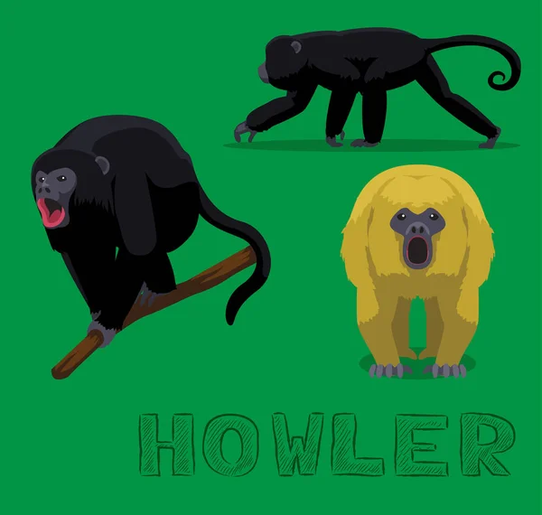 Howler Monkey Cartoon Vector Ilustração —  Vetores de Stock