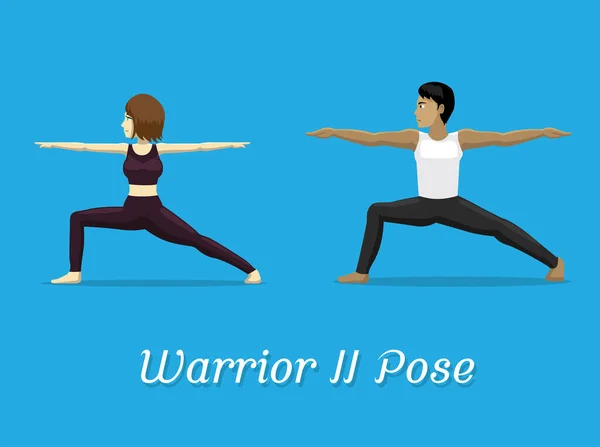 Manga Style Cartoon Yoga Warrior Pose - Stok Vektor