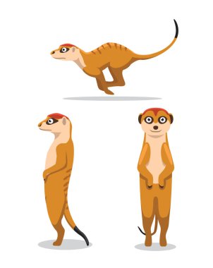 Cute Meerkat Poses Cartoon Vector Illustration clipart