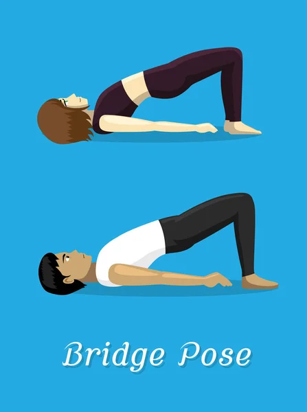 Manga Style Cartoon Yoga Bridge Pose — 스톡 벡터