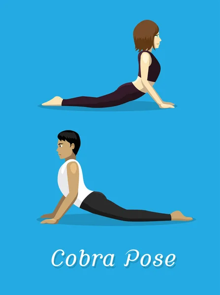 Estilo Manga Desenhos Animados Yoga Cobra Pose — Vetor de Stock