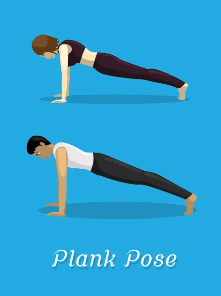 Manga Style Cartoon Yoga Plank Pose — 스톡 벡터