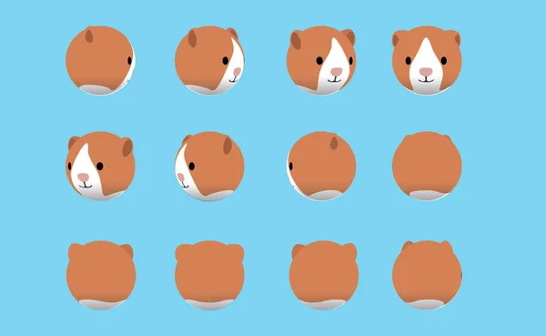Animal Head Hamster Animate Spinning Vector Illustration — Stock Vector