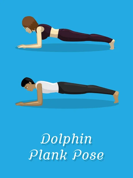 양식의 Yoga Dolphin Plank Pose — 스톡 벡터