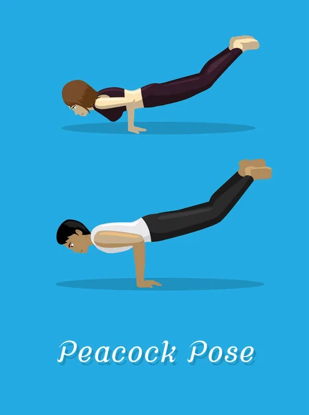 Manga Stil Tecknad Yoga Peacock Pose — Stock vektor