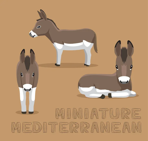 Ezel Miniatuur Middellandse Zee Cartoon Vector Illustratie — Stockvector