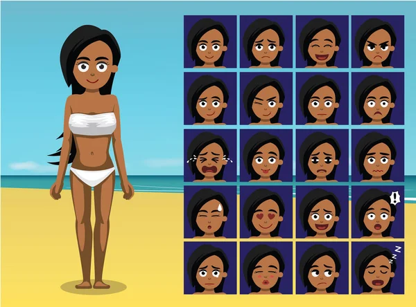 Swimsuit Bandeau Cartoon Emotion Faces Vector Illustration — 스톡 벡터