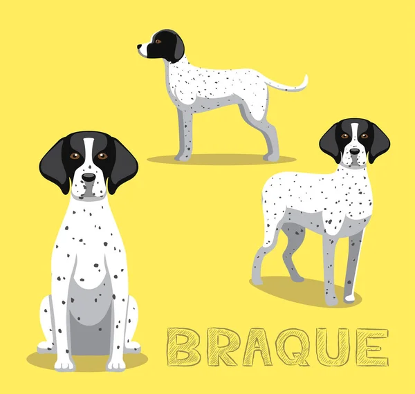 Hund Braque Cartoon Vector Illustration — Stockvektor