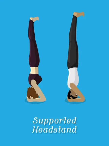 Pose Tête Soutenue Par Yoga Bande Dessinée Style Manga — Image vectorielle