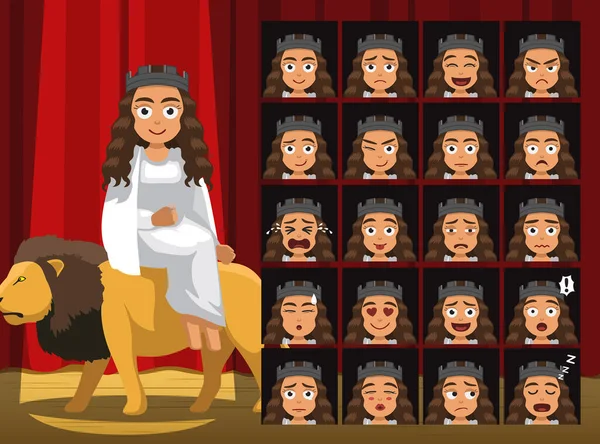 Greek Titans Rhea Costume Cartoon Emotion Faces Vector Illustration — 스톡 벡터
