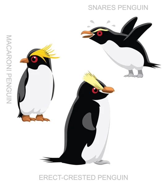 Pájaro Trampas Pingüino Conjunto Dibujos Animados Vector Ilustración — Vector de stock