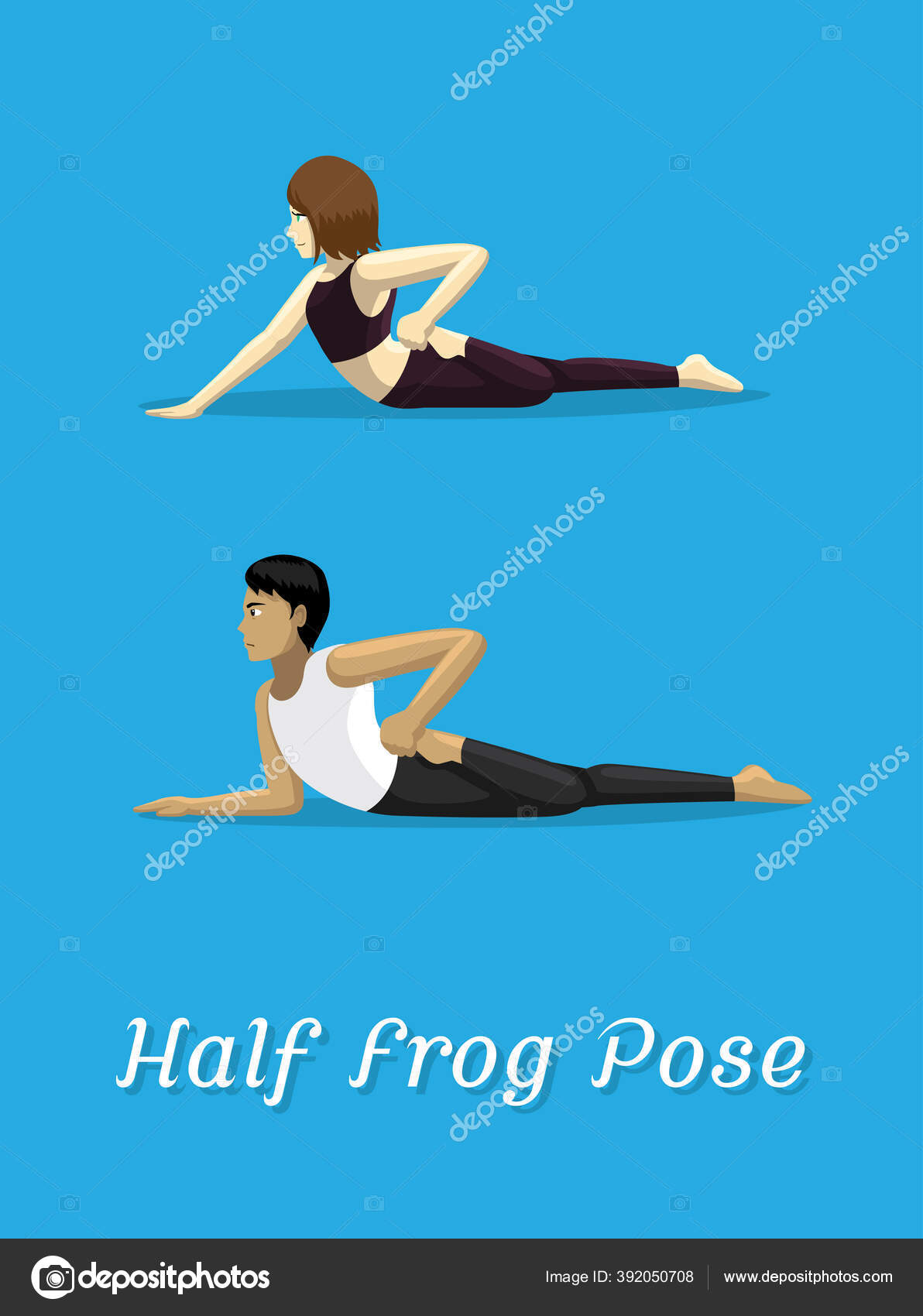 Yoga asana set half frog pose Royalty Free Vector Image