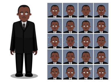 Siyahi Tarih Politikacısı Karikatür Duygusallığı Vektör İllüzyonuyla Karşı Karşıya
