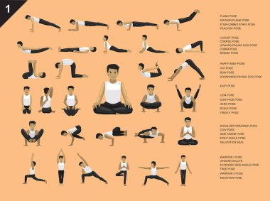 Manga Yogacı Kolay Pozisyonlar Çizgi film Vektör İllüstrasyonu