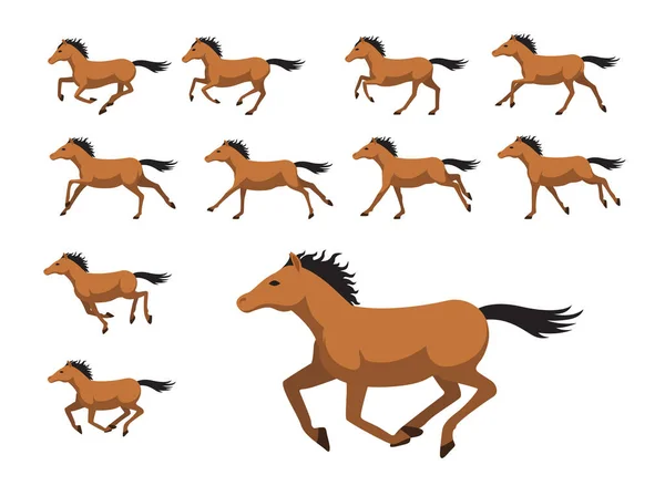 Animação Sequência Cavalo Correndo Cartoon Vector Ilustração — Vetor de Stock