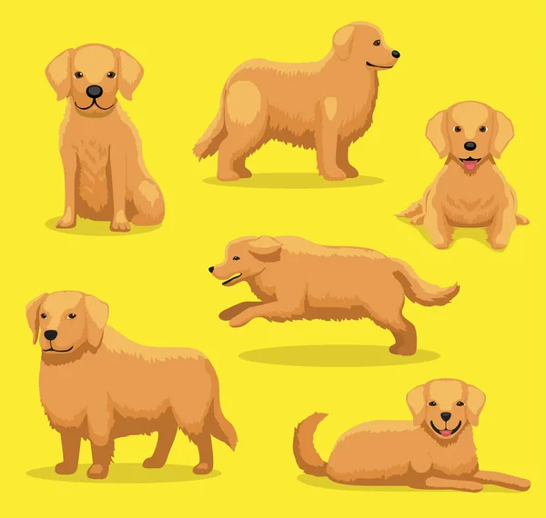 Golden Retriever Illustration Vectorielle Bande Dessinée Mignonne — Image vectorielle