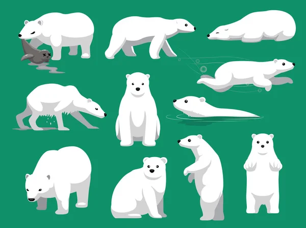 Sello Comer Oso Polar Dibujos Animados Lindo Vector Ilustración — Vector de stock