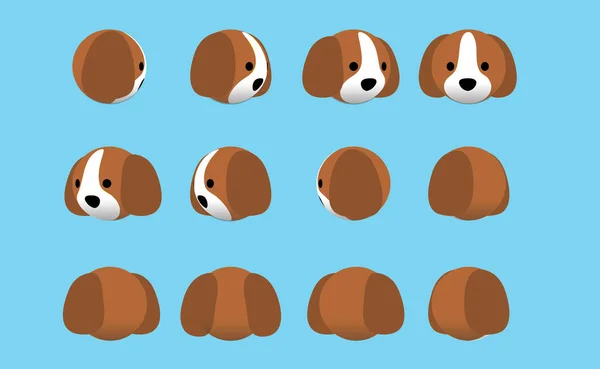Animal Head Dog Beagle Animate Spinning Vector Illustration — Stockvektor