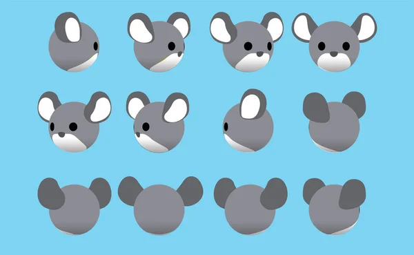 Tierkopf Chinchilla Animate Spinning Vector Illustration — Stockvektor