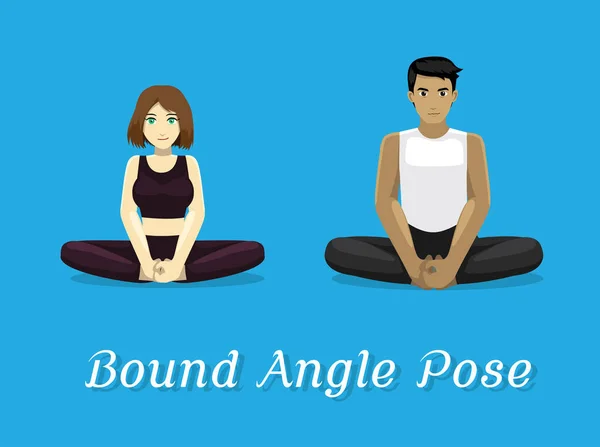 Yoga Dibujos Animados Estilo Manga Angulo Atado Pose — Vector de stock