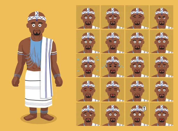 Africké Kmenové Oblečení Tradiční Mužské Xhaosa Cartoon Emoticon Faces Vector — Stockový vektor