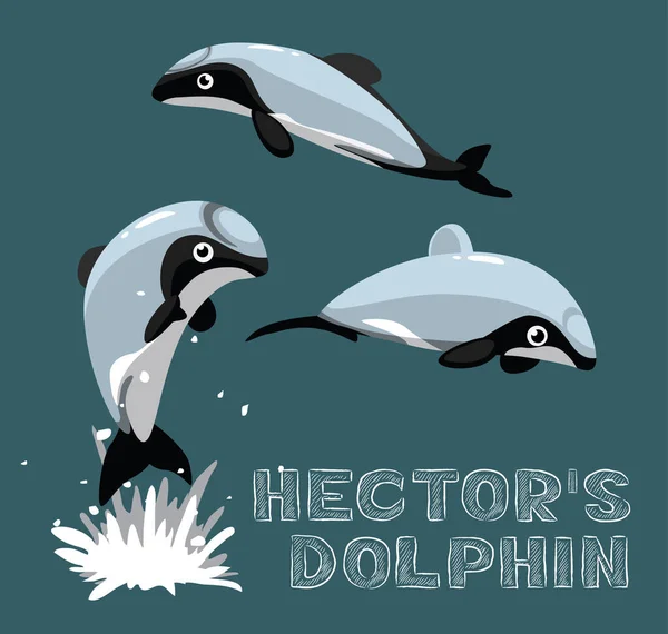 Hectors Dolphin Cartoon Vector Illustration — 스톡 벡터