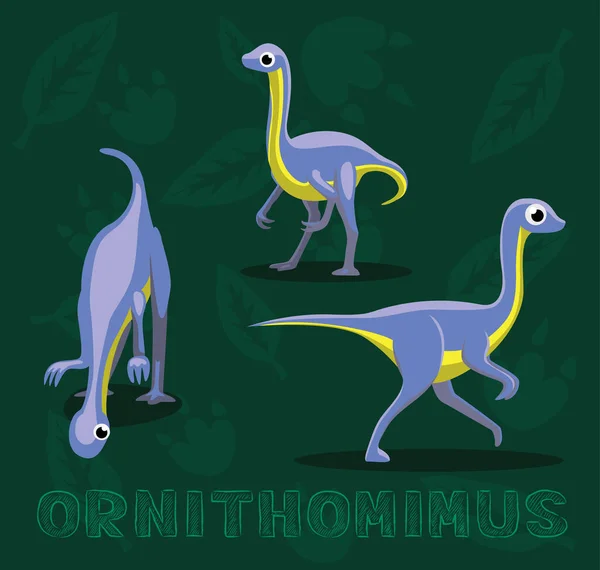 Dinosaurie Ornithomand Tecknad Vektor Illustration — Stock vektor