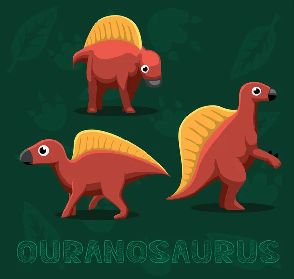 Dinosaur Ouranosaurus Illustration Vectorielle Bande Dessinée — Image vectorielle