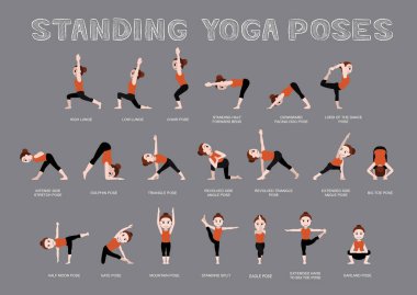 Yoga Standing Poses Vector Illustration clipart