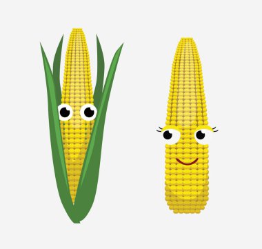 Şirin Tatlı Mısır Çizgi Filmi Duygusal Vektör İllüzyonu