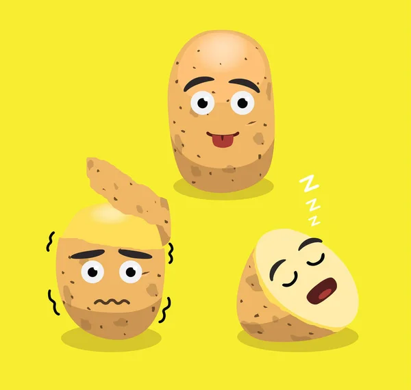 Leuke Aardappel Cartoon Emoties Vector Illustratie — Stockvector