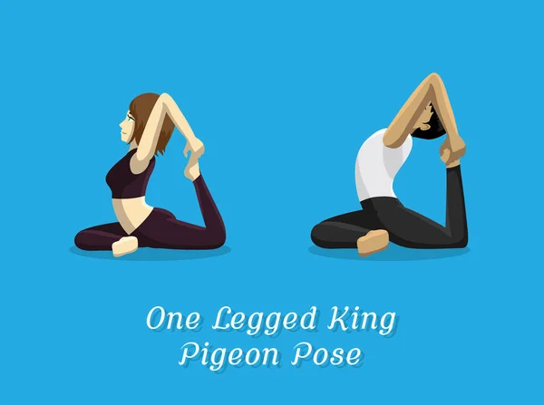 만화식 One Legged King Pigeon Pose — 스톡 벡터