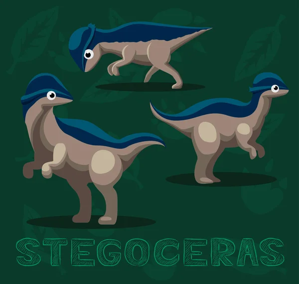 Dinosaurie Stegoceras Tecknad Vektor Illustration — Stock vektor