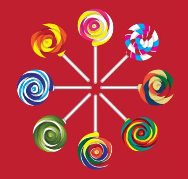 Sekiz Lolipop Döngüsü Vektör İllüstrasyonu