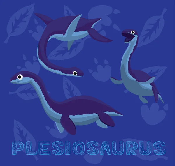 Sjömonster Plesiosaurus Tecknad Vektor Illustration — Stock vektor