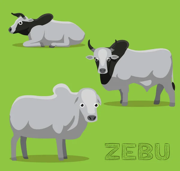 Koe Zebu Cartoon Vector Illustratie — Stockvector