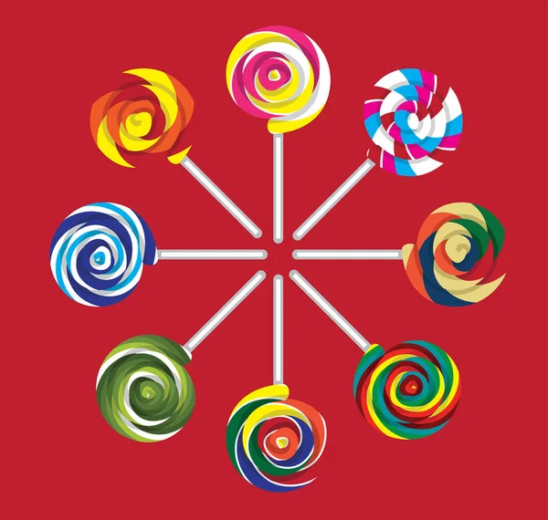 Eight Lollipop Cycle Vector Illustration — Stock Vector