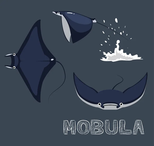 Illustration Vectorielle Bande Dessinée Mobula Ray — Image vectorielle