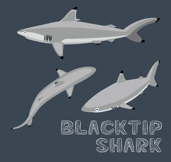 Εικονογράφηση Διάνυσμα Κινουμένων Σχεδίων Καρχαριών Blacktip — Διανυσματικό Αρχείο
