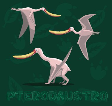 Dinozor Pterodaustro Çizgi Film Vektör İllüstrasyonu