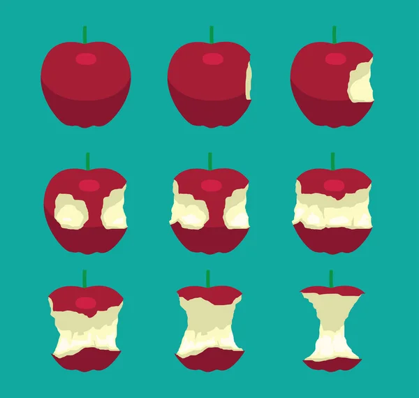 Ilustrace Sekvenčního Vektoru Apple Eating — Stockový vektor