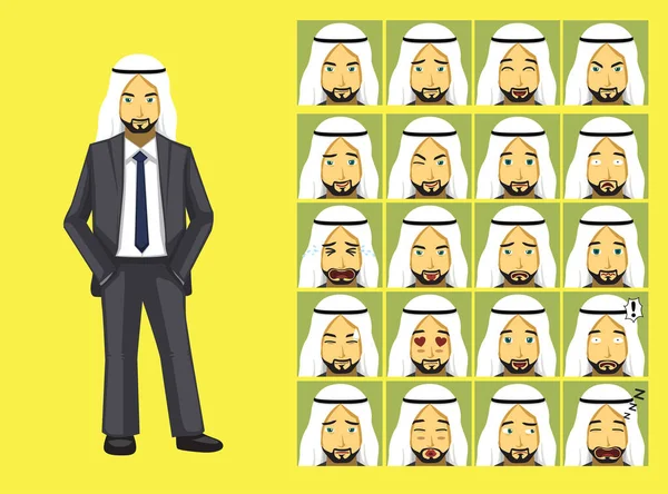 漫画スタイルアラブビジネスマン漫画のキャラクター感情 — ストックベクタ