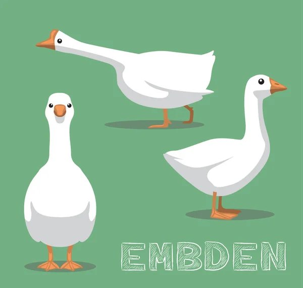 Domestic Goose Embden Cartoon Vector Illustratie — Stockvector
