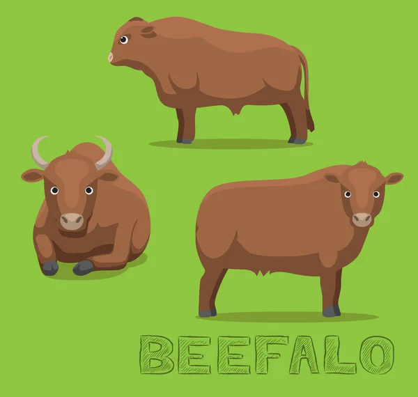 Vaca Beefalo Cartoon Vector Ilustração —  Vetores de Stock
