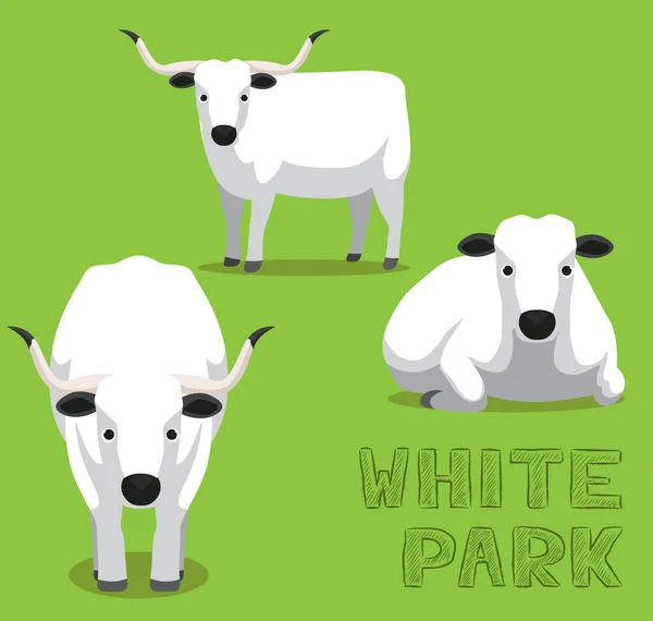 Vaca Parque Branco Cartoon Vector Ilustração —  Vetores de Stock