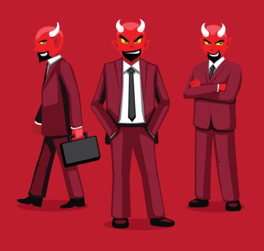 Manga Kırmızı Şeytan İş Üniforması Çizgi Filminde Çizgi Film Vektörü Resmini Pozlandırdı