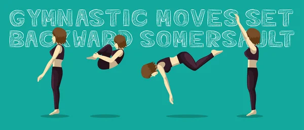 Gymnastique Déplace Vers Arrière Somersault Manga Illustration Vectorielle Bande Dessinée — Image vectorielle